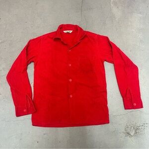 Vintage Mancraft Red Corduroy Button Down Loop Collar Shirt 1960s Size 16